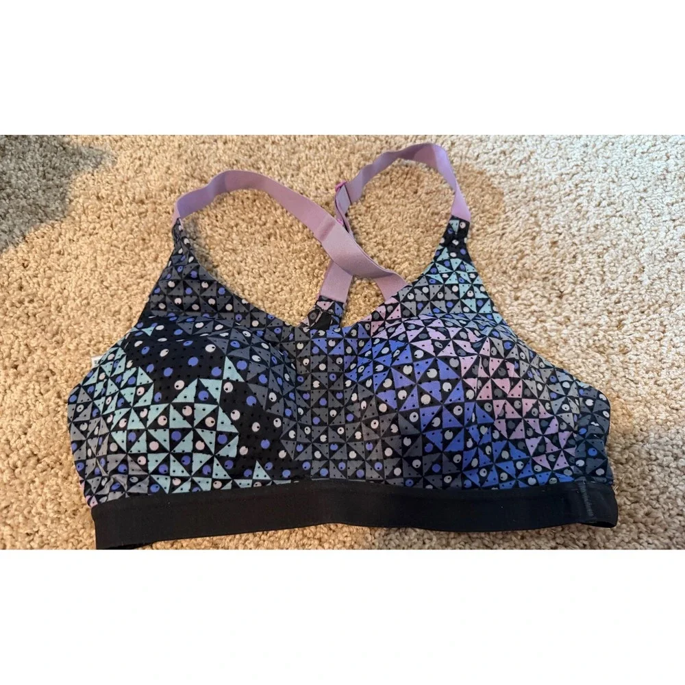 Victorias Secret Sport Incredible Bra 34B Blue Purple Geometric Racerback‎ Sport